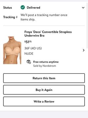 Freya Nude Convertible Strapless Underwire Bra 36F like new